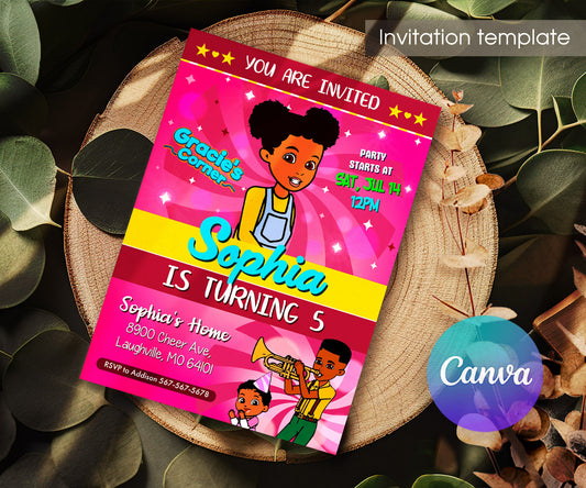 Gracie's Corner Music customizable invitation template | Share or Print | girl | IS015