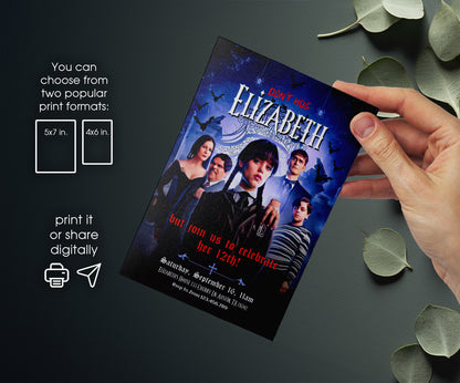 Wednesday Addams customizable invitation template | Share or Print | girl | CA828