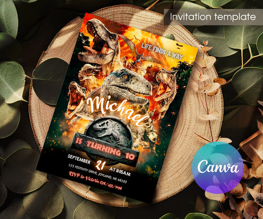 Jurassic World Dinosaur customizable invitation template | Share or Print | DD195