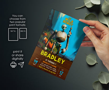 Wild Robot Roz customizable invitation template | Share or Print | RV159