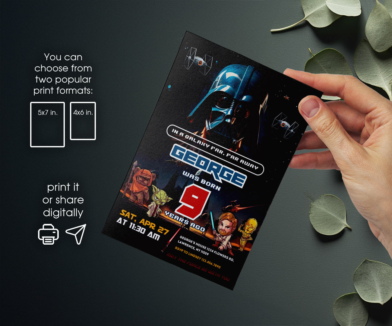 Star Wars Darth Vader customizable invitation template | Share or Print | boy | HH759