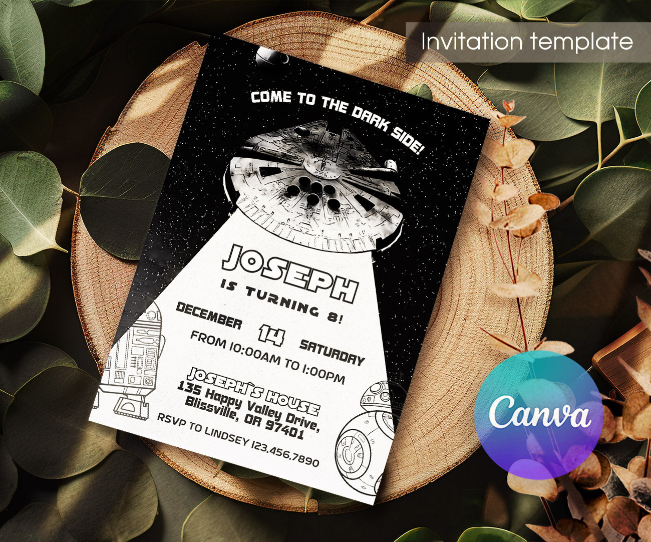 Star Wars Darth Vader customizable invitation template | Share or Print | boy | MF048