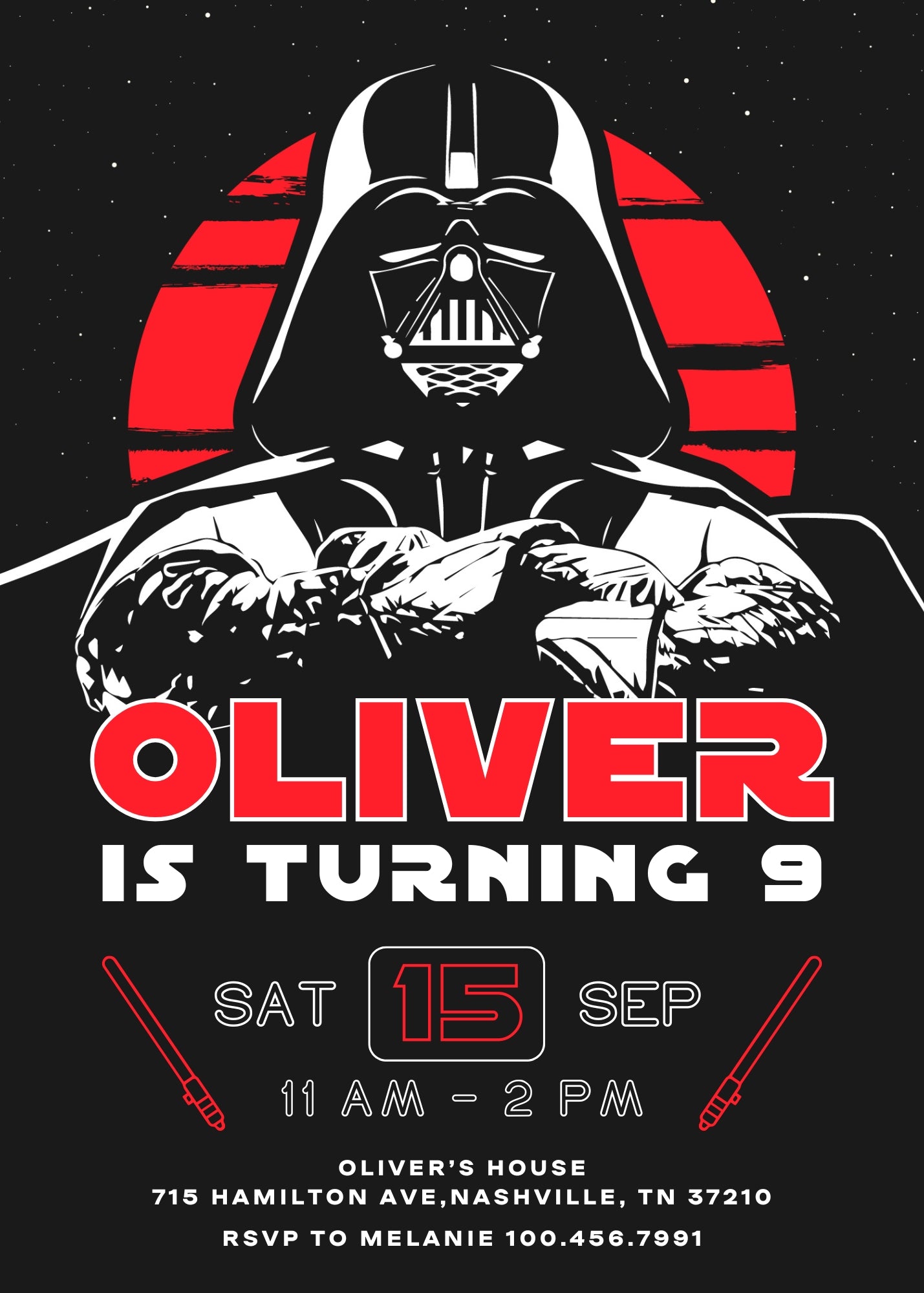 Star Wars Darth Vader customizable invitation template | Share or Print | boy | BX426
