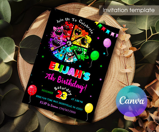 Smiling Critters customizable invitation template | Share or Print | XT065