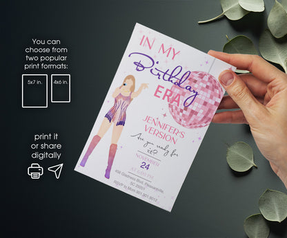 Taylor Swift Eras Tour customizable invitation template | Share or Print | girl | EH356