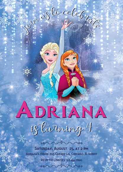 Frozen Elsa customizable invitation template | Share or Print | girl | AS064