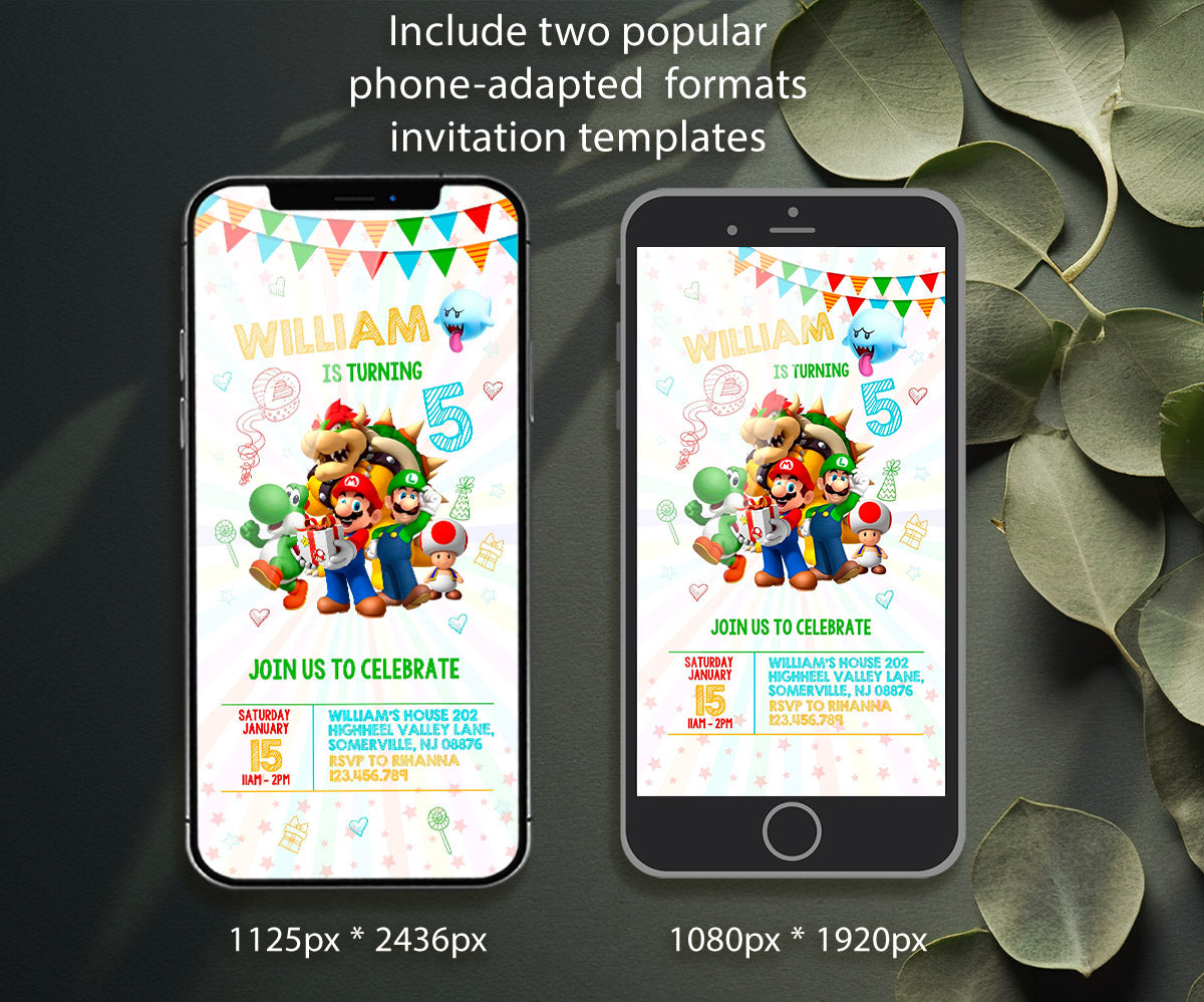 Super Mario Bros customizable invitation template | Share or Print | TR721