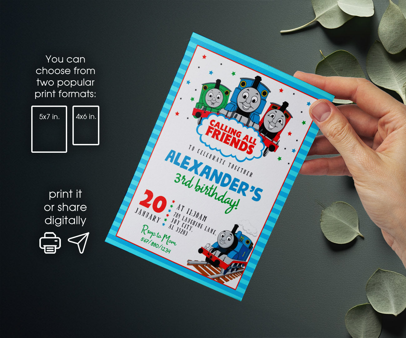 Thomas Train & Friends customizable invitation template | Share or Print | XG695