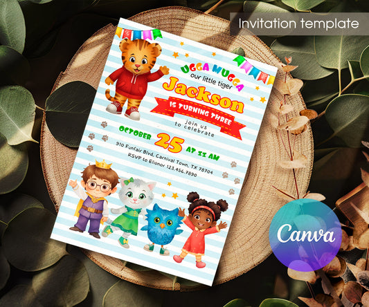 Daniel Tiger's Neighborhood customizable invitation template | Share or Print | GG063