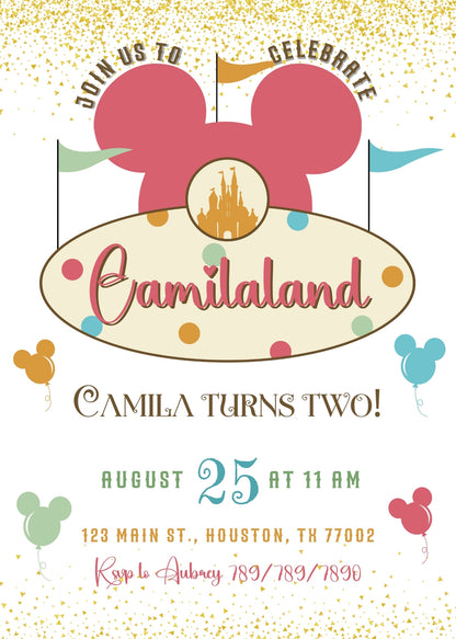 Disneyland customizable invitation template | Share or Print | girl | AT803