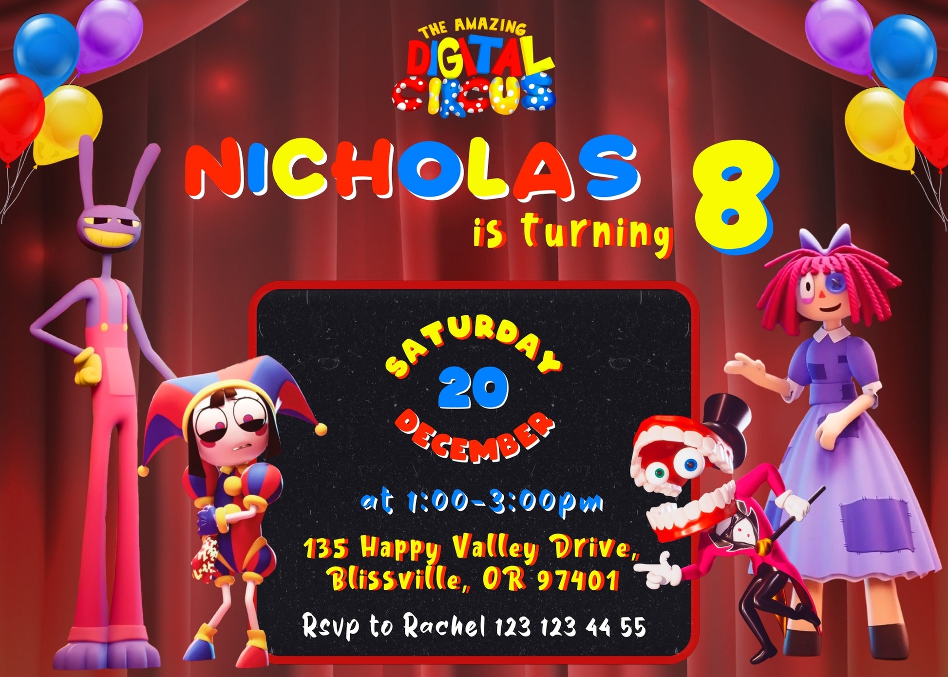 The Amazing Digital Circus customizable invitation template | Share or Print | OZ016