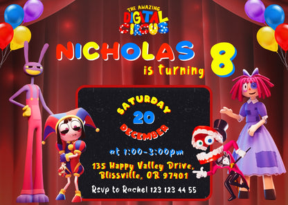 The Amazing Digital Circus customizable invitation template | Share or Print | OZ016
