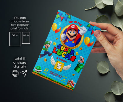 Super Mario Bros customizable invitation template | Share or Print | LS595