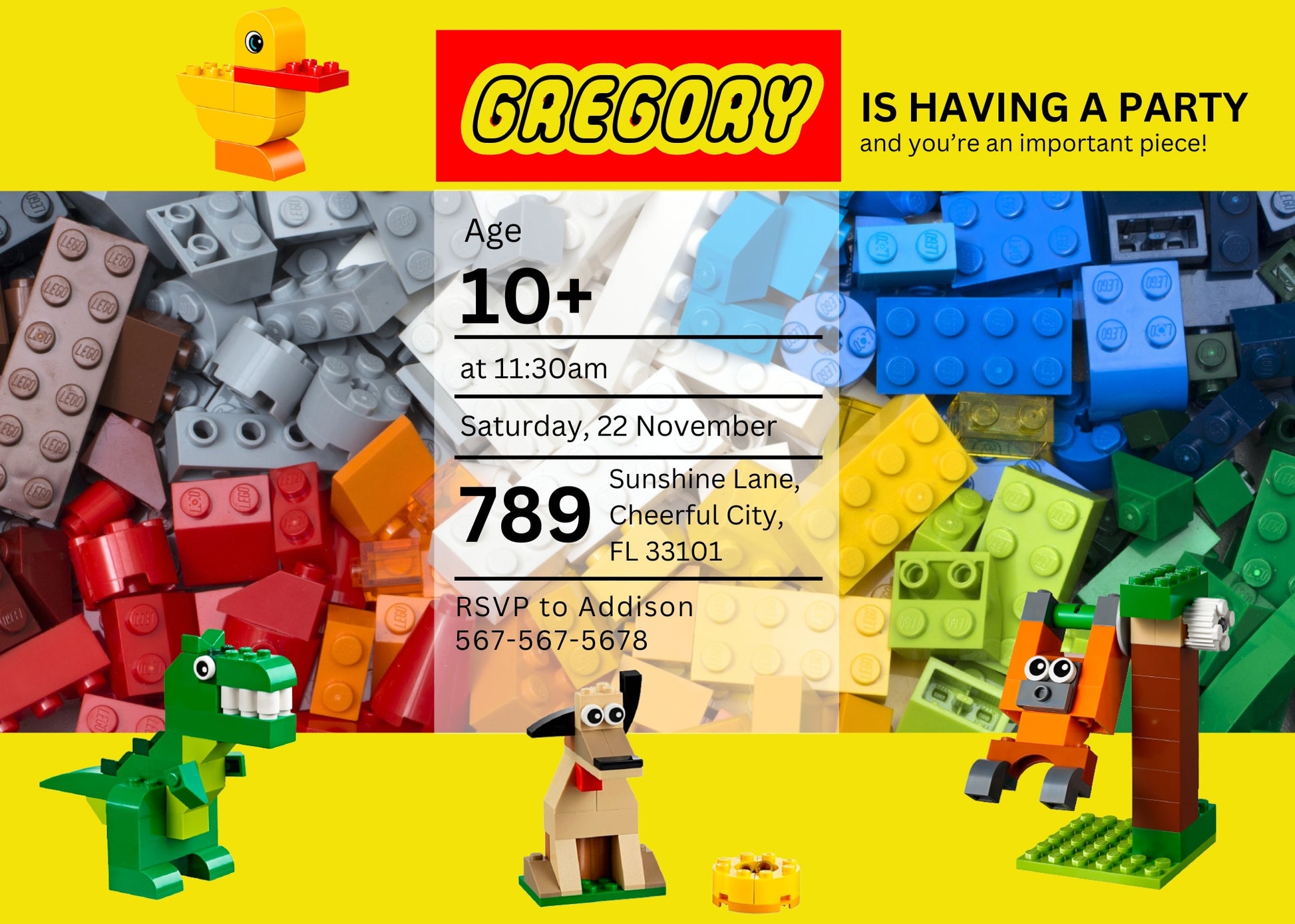 Lego customizable invitation template | Share or Print | XL082