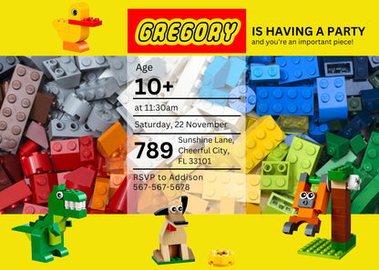 Lego customizable invitation template | Share or Print | XL082