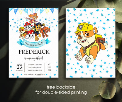 PAW Patrol customizable invitation template | Share or Print | IP795