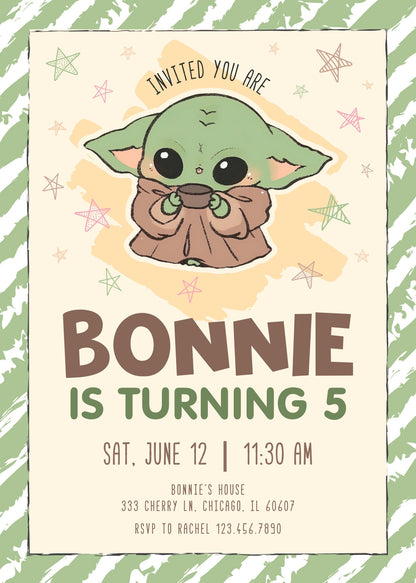 Baby Yoda Grogu Star Wars Mandalorian customizable invitation template | Share or Print | boy | WY219