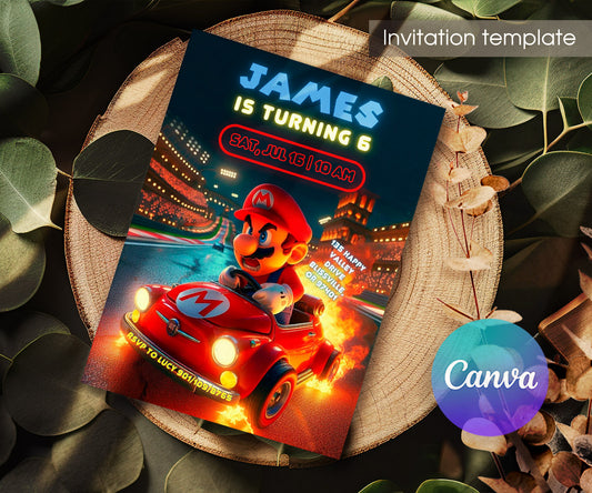 Mario Kart Gamer customizable invitation template | Share or Print | boy | LV232