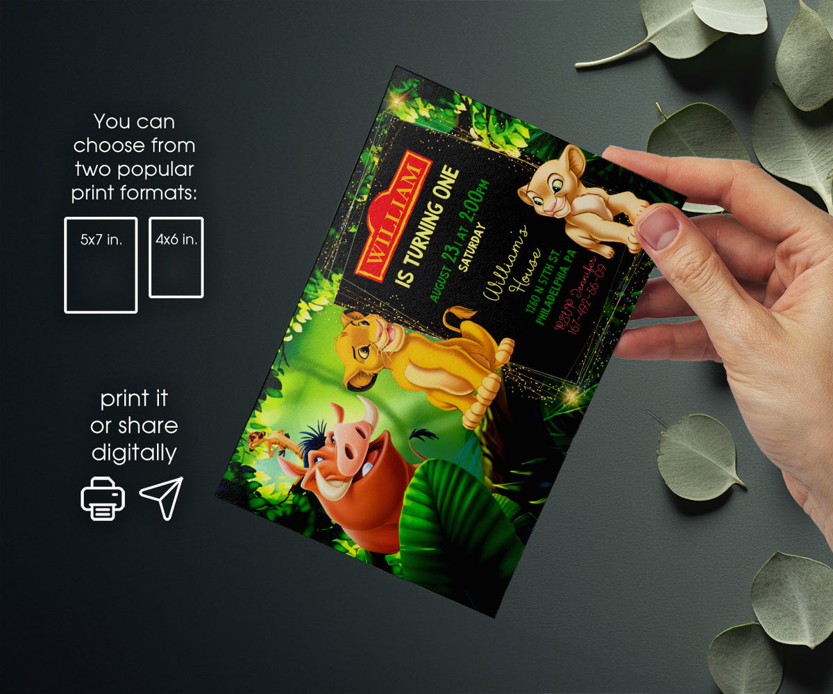 Lion King Simba customizable invitation template | Share or Print | PK407