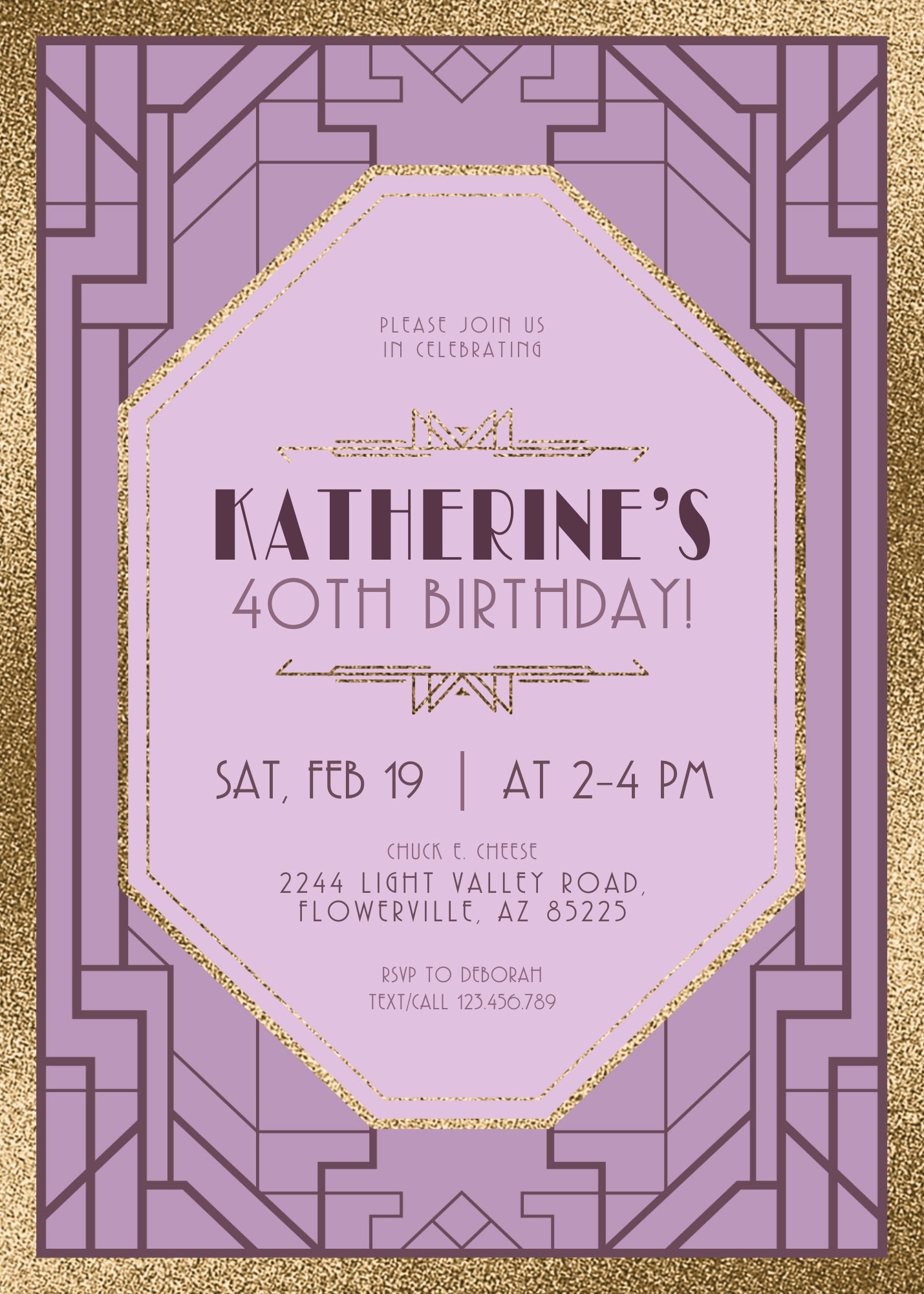 The Great Gatsby Art Deco customizable invitation template | Share or Print | AJ587