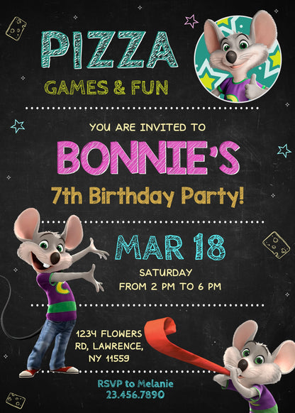 Chuck E. Cheese customizable invitation template | Share or Print | IA242