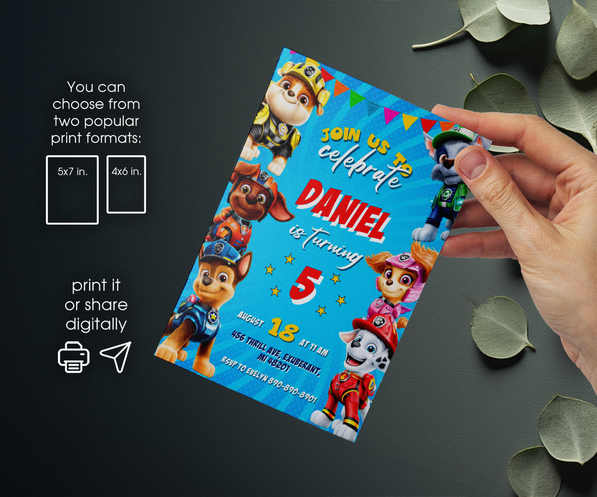 PAW Patrol customizable invitation template | Share or Print | DZ182