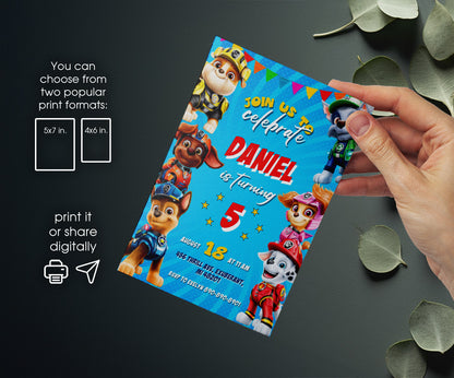 PAW Patrol customizable invitation template | Share or Print | DZ182