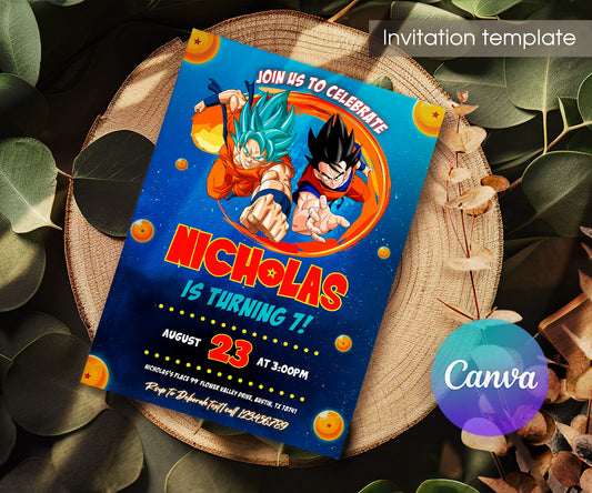 Dragon Ball Z Anime customizable invitation template | Share or Print | boy | YZ167