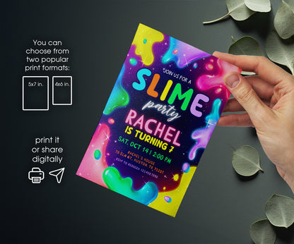 Slime Diy Party customizable invitation template | Share or Print | GL905