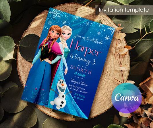 Frozen Elsa customizable invitation template | Share or Print | girl | FW446