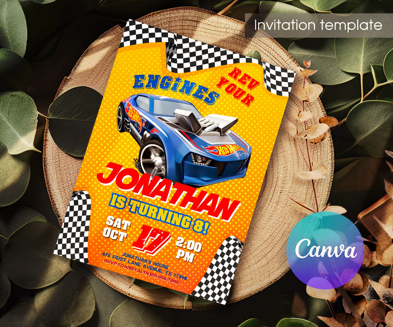 Hot Wheels Racing customizable invitation template | Share or Print | boy | RM339