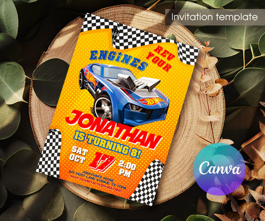 Hot Wheels Racing customizable invitation template | Share or Print | boy | RM339