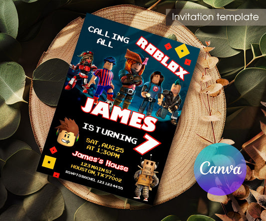 Roblox Gamer customizable invitation template | Share or Print | KQ267