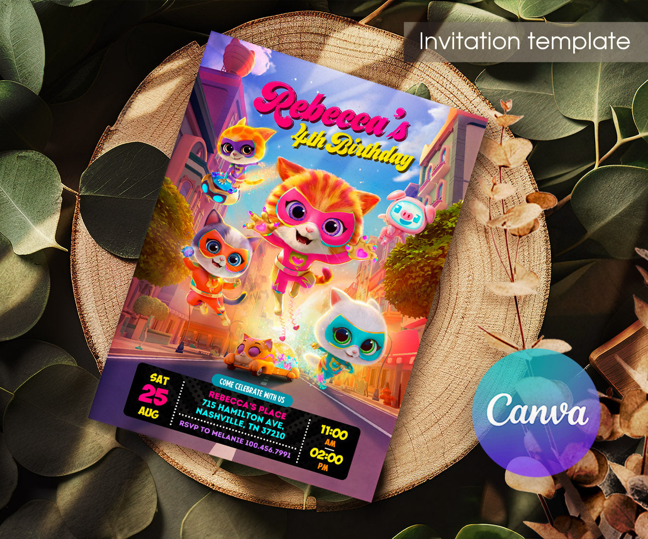 SuperKitties customizable invitation template | Share or Print | JV323