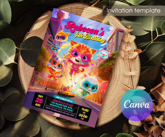 SuperKitties customizable invitation template | Share or Print | JV323