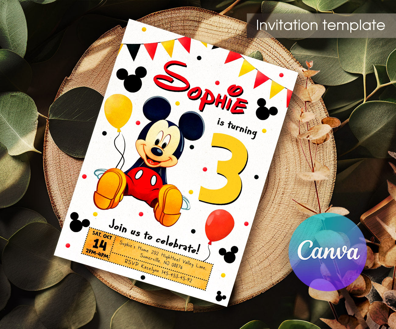 Mickey Mouse and Friends customizable invitation template | Share or Print | DN711