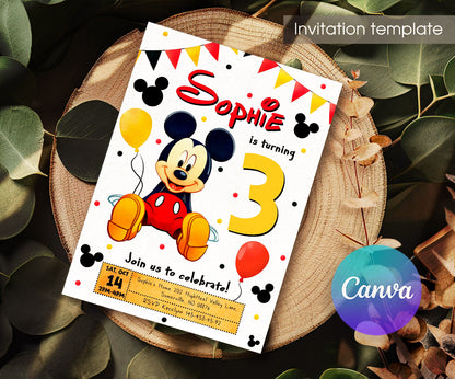 Mickey Mouse and Friends customizable invitation template | Share or Print | DN711