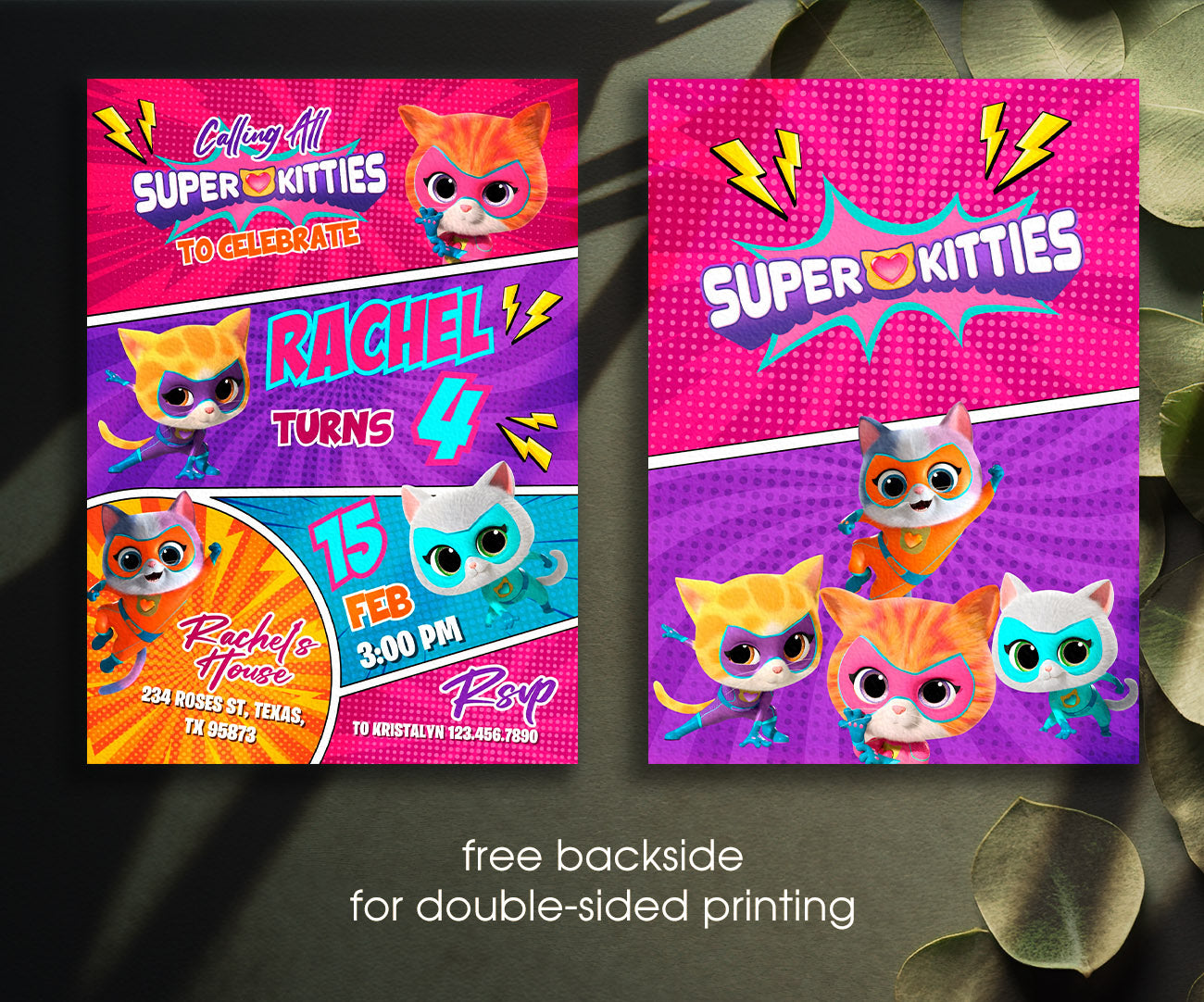 SuperKitties customizable invitation template | Share or Print | YA954