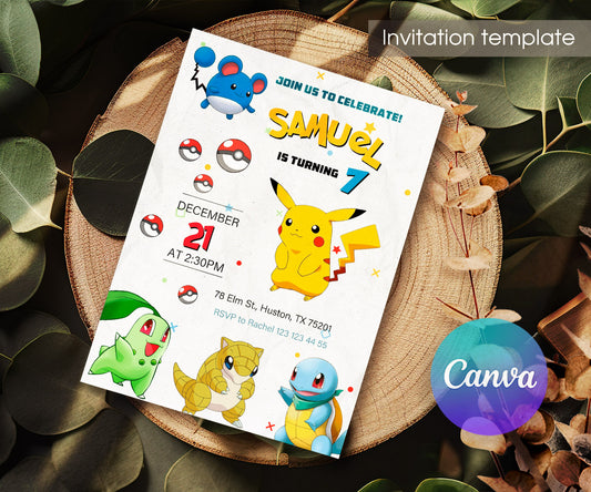 Pokemon Pikachu customizable invitation template | Share or Print | ZD135