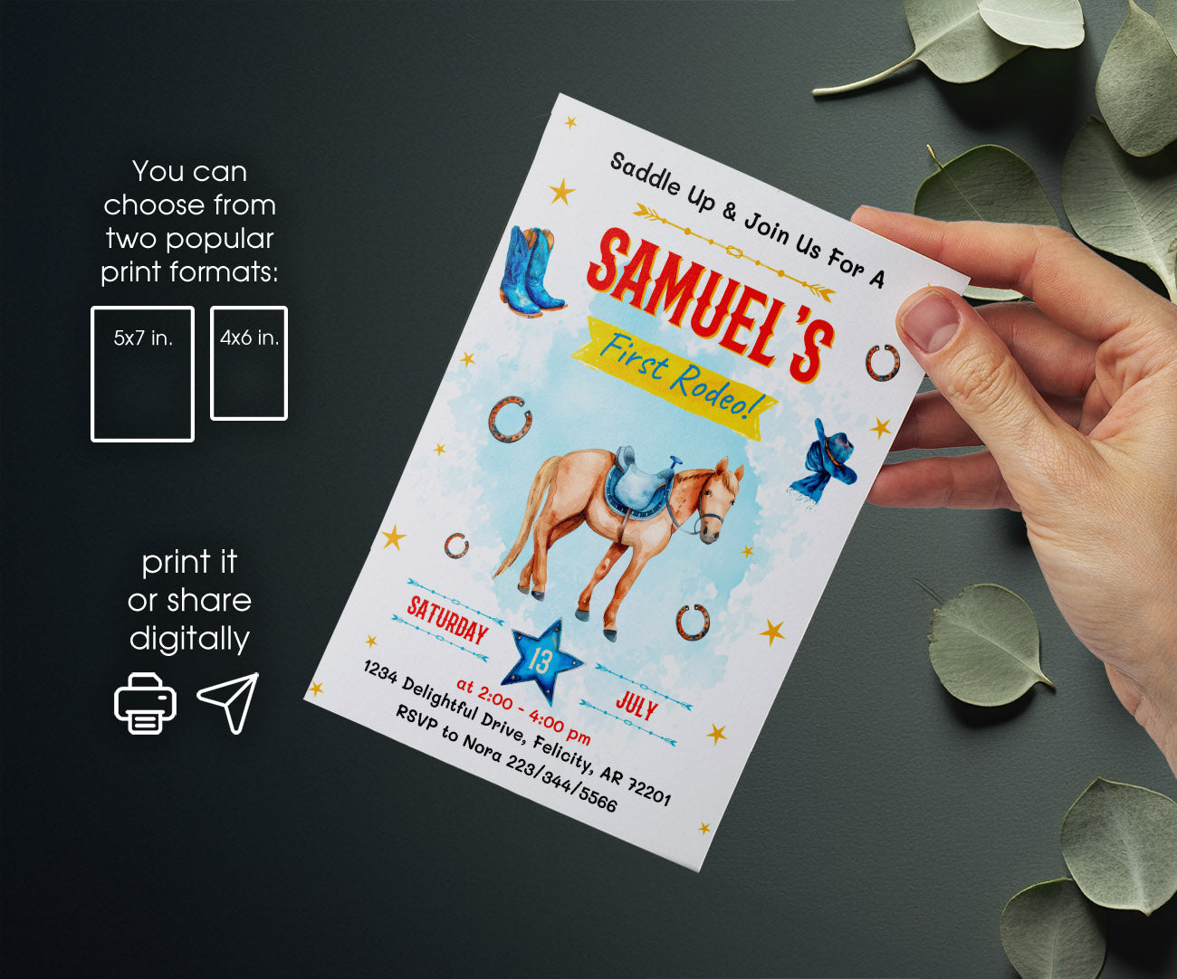 Cowboy Rodeo customizable invitation template | Share or Print | boy | NW000