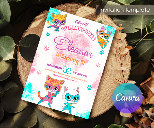 SuperKitties customizable invitation template | Share or Print | HT870