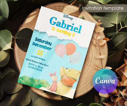 Winnie the Pooh customizable invitation template | Share or Print | RE711