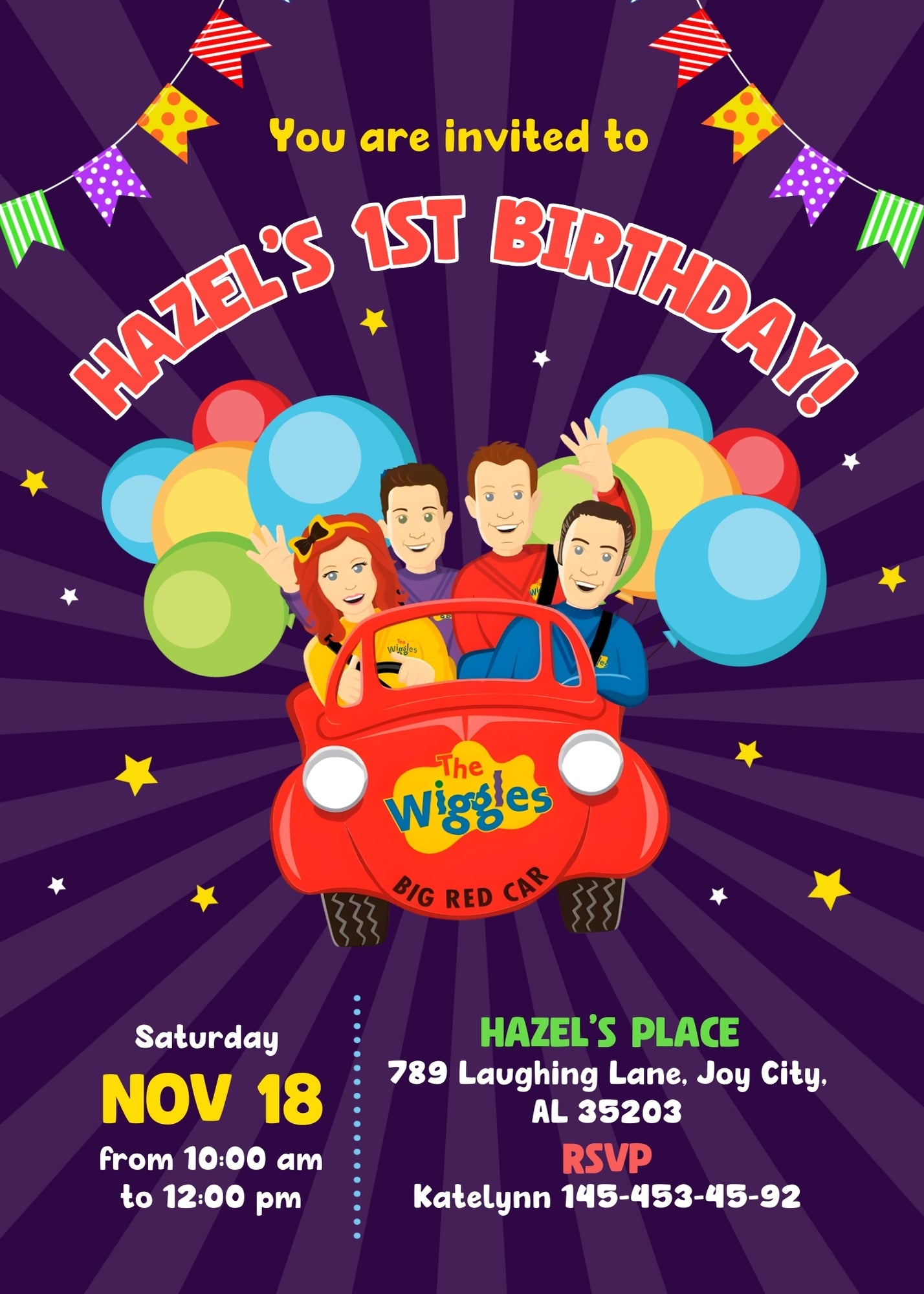 Wiggles One Finger One Thumb customizable invitation template | Share or Print | BI680