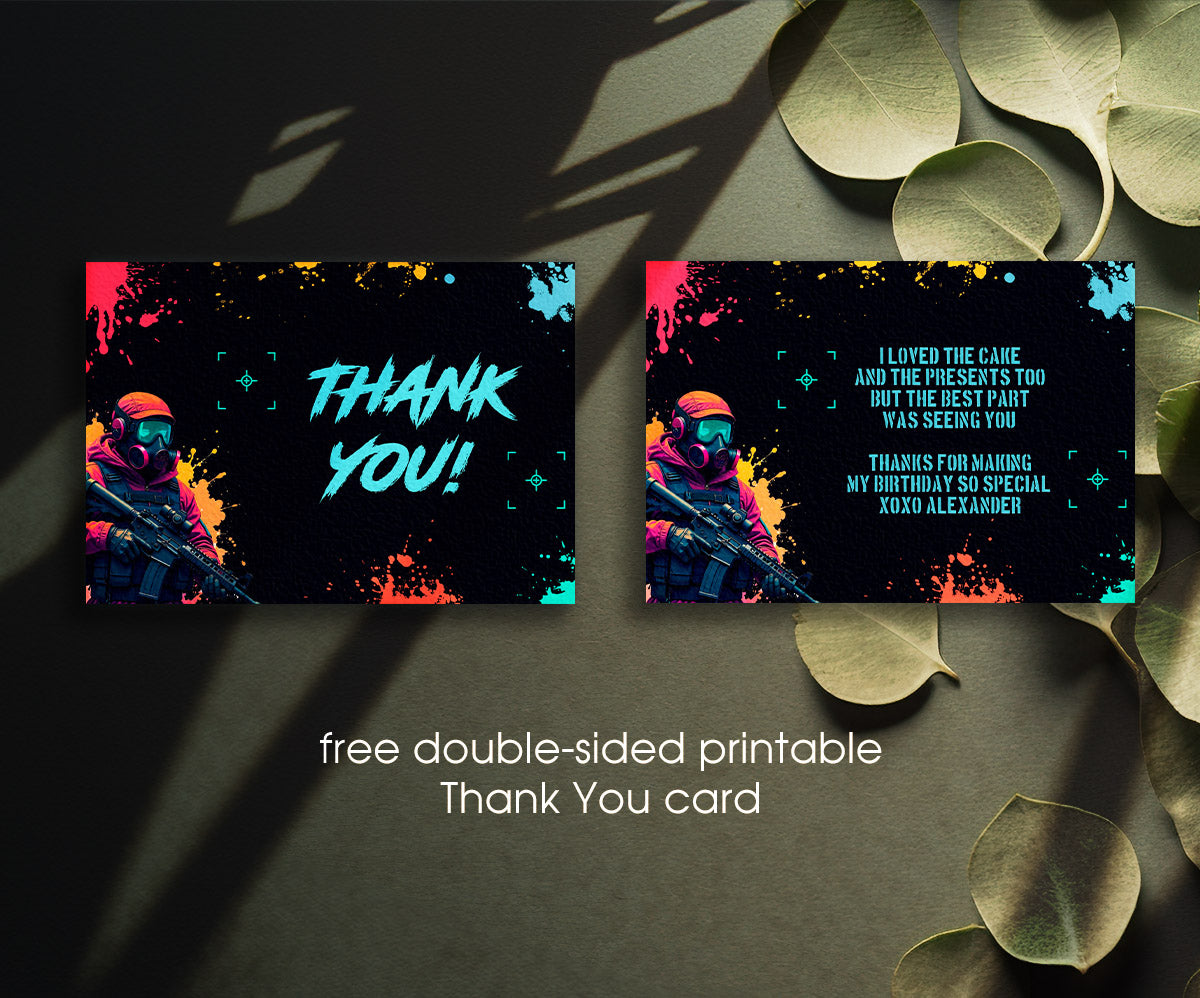 Paintball Airsoft battle customizable invitation template | Share or Print | boy | QK224