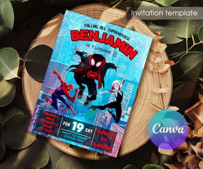 Spider Man Across the Spider-Verse customizable invitation template | Share or Print | boy | ON597