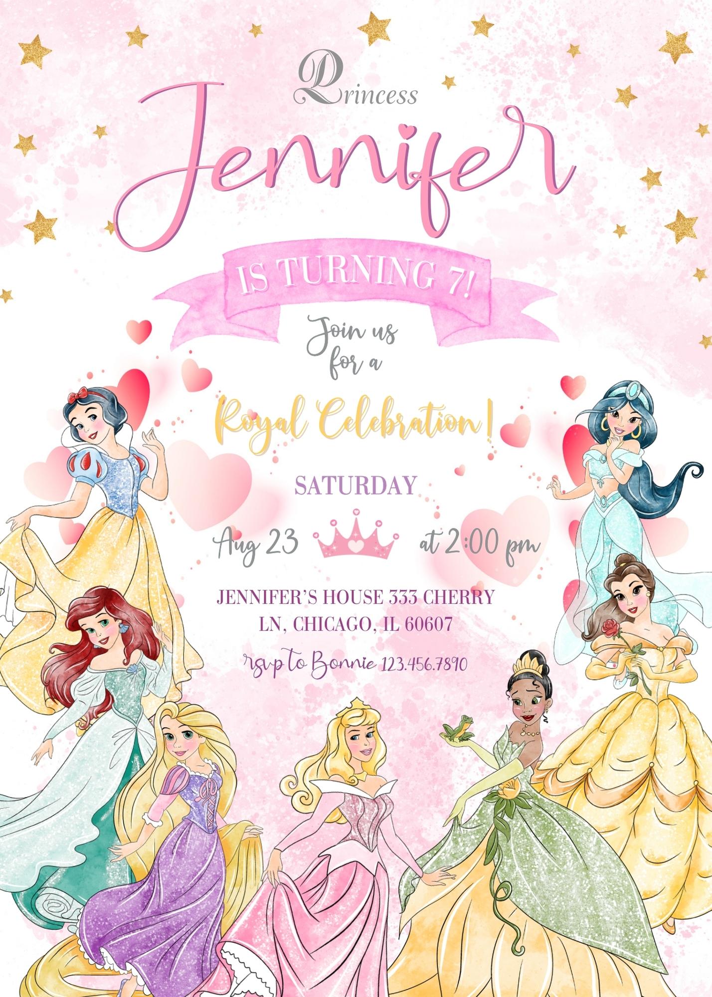 Disney Princess customizable invitation template | Share or Print | girl | OA733