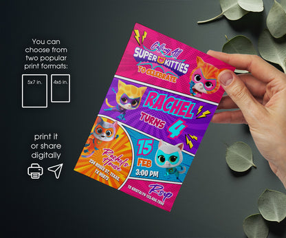SuperKitties customizable invitation template | Share or Print | YA954
