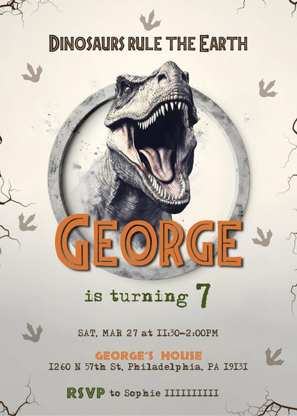 Jurassic World Dinosaur customizable invitation template | Share or Print | ZM988