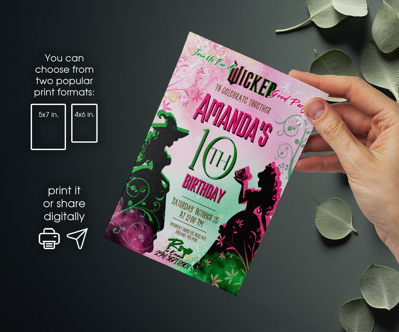 Wicked Musical Movie customizable invitation template | Share or Print | MU985