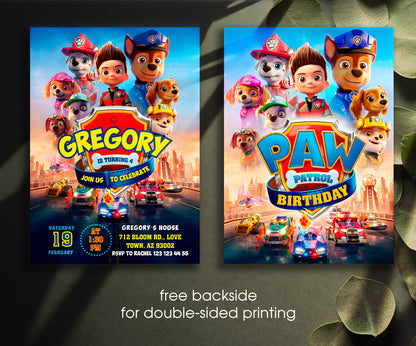 PAW Patrol customizable invitation template | Share or Print | GU122